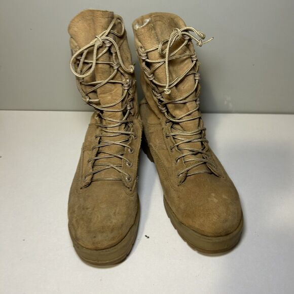 Belleville 775ST Waterproof Steel Toe Combat Boots, Tan Brown Leather, Size 5 W - Picture 3 of 7